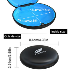 ARGOMAX retainer case with black shell and dark blue silicone – side view