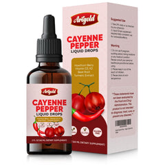 Arigold Cayenne Pepper Liquid Drops amber glass bottle containing 60 ml