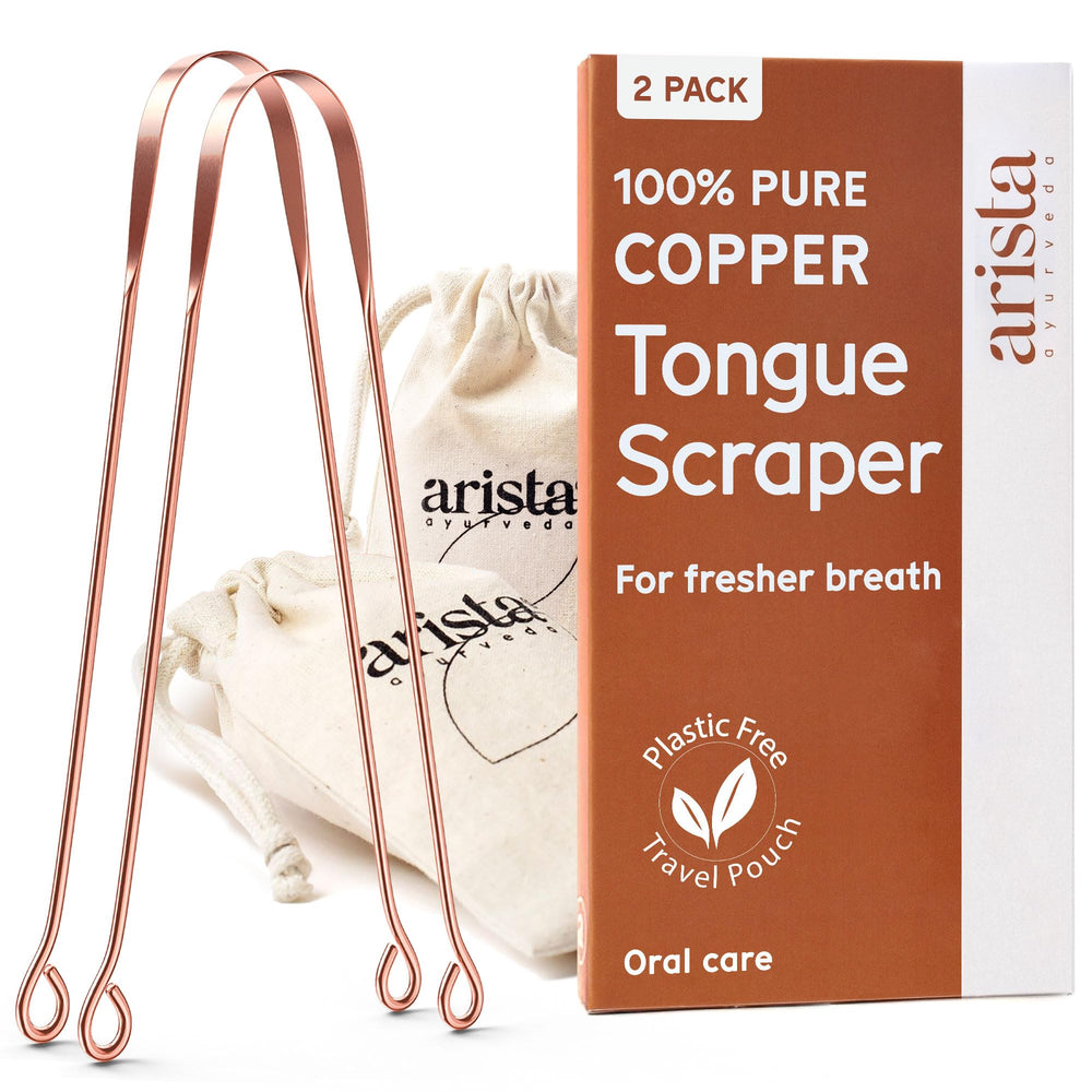Arista copper tongue scraper for adults and kids - front view
