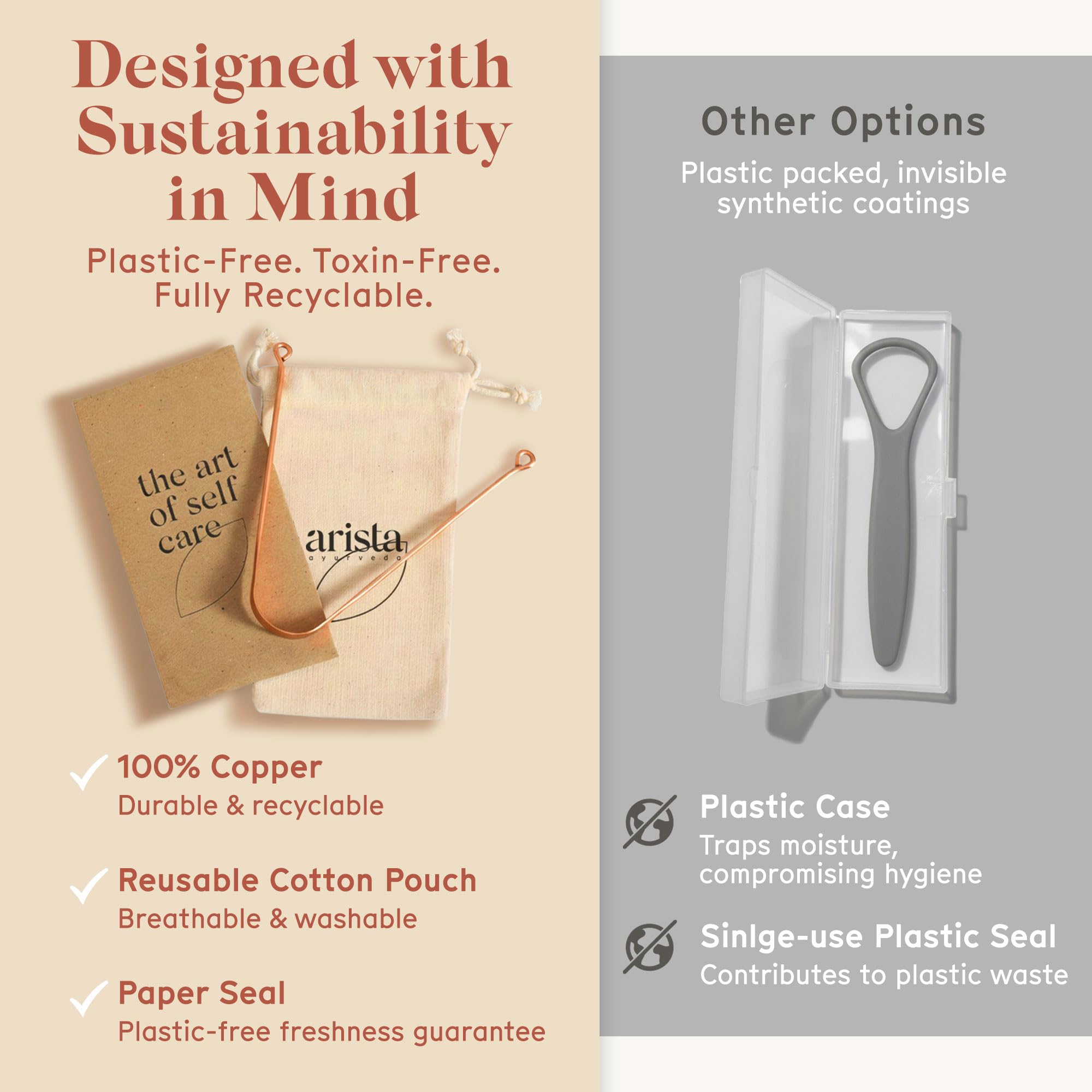 Eco-friendly travel-ready tongue scrapers with pouches