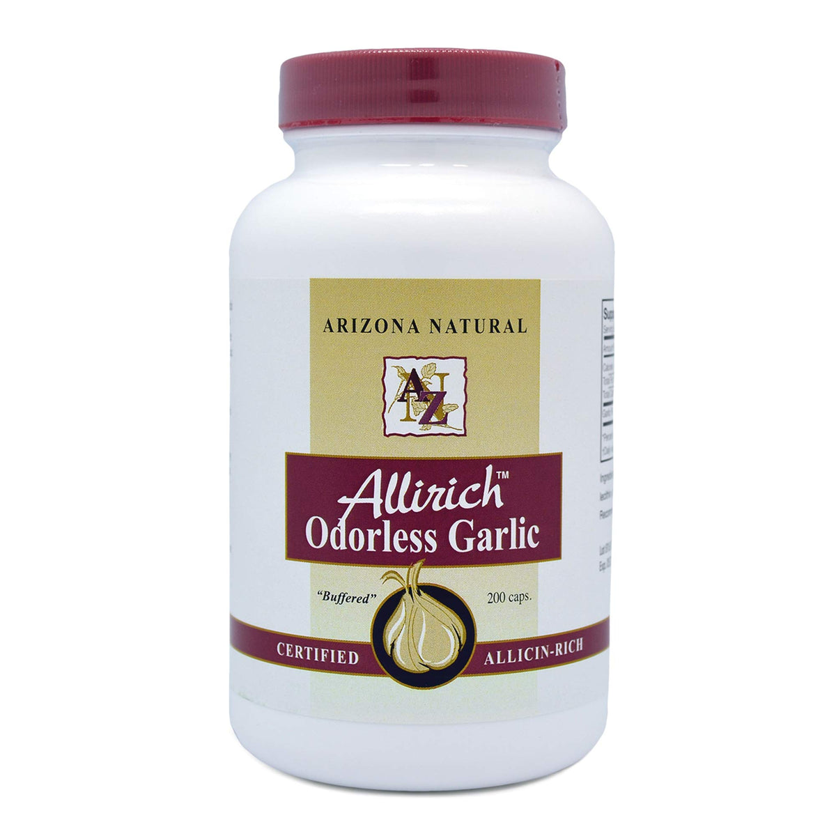 Bottle of Arizona Natural Allirich Odorless Garlic Soft-Gels