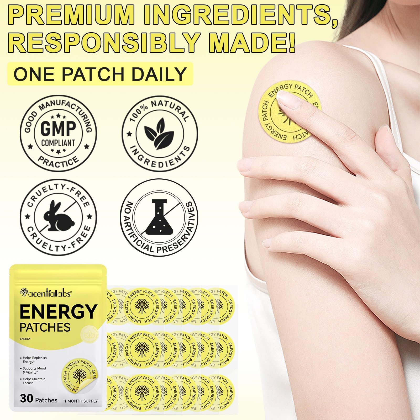 Person wearing energy patch during activity