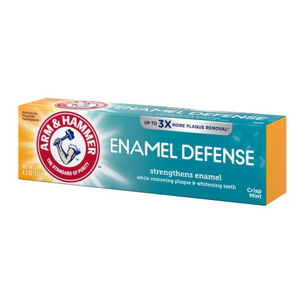 Packaging artwork for ARM & HAMMER Enamel Defense Fluoride Toothpaste Fresh Mint