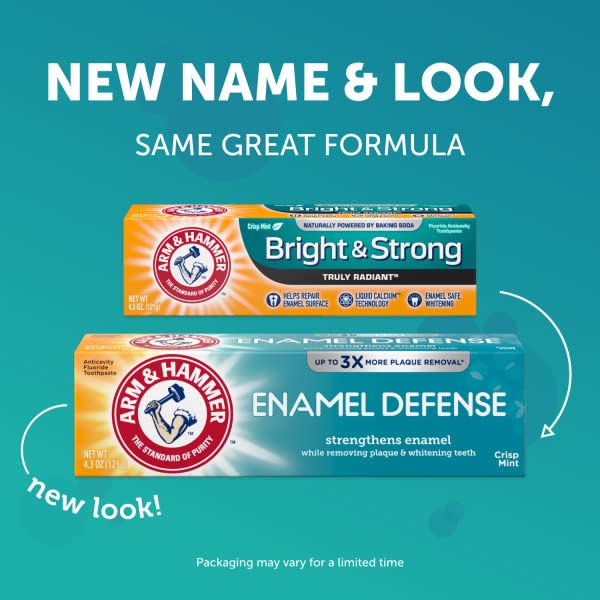 Product shot showing ARM & HAMMER Enamel Defense Fluoride Toothpaste 2-pack