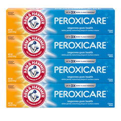 Front view of ARM & HAMMER Peroxicare toothpaste 6 oz four-pack in Clean Mint