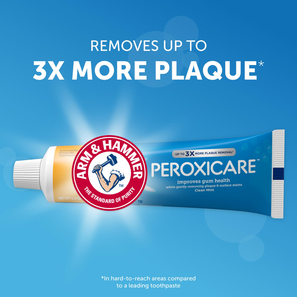 Close-up label on ARM & HAMMER Peroxicare 6 oz toothpaste