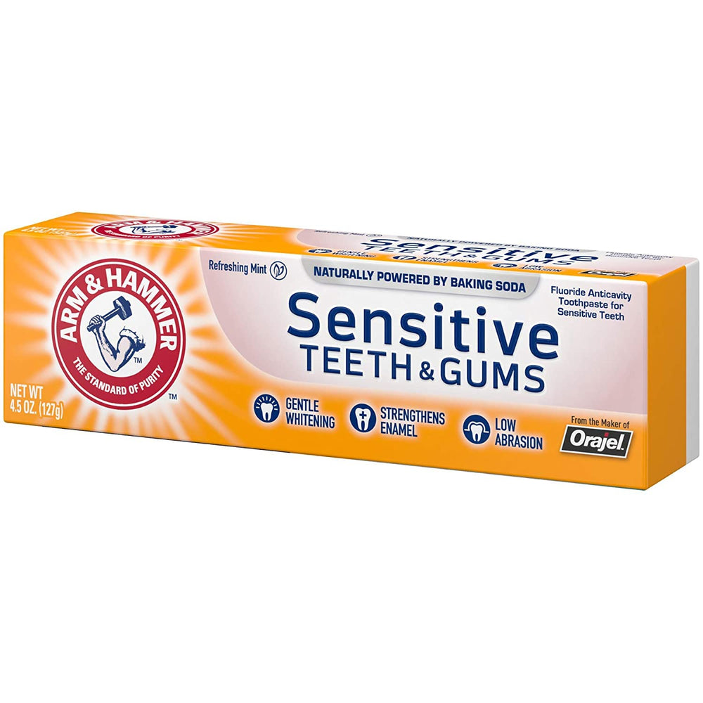 Whitening powered by baking soda label on tube