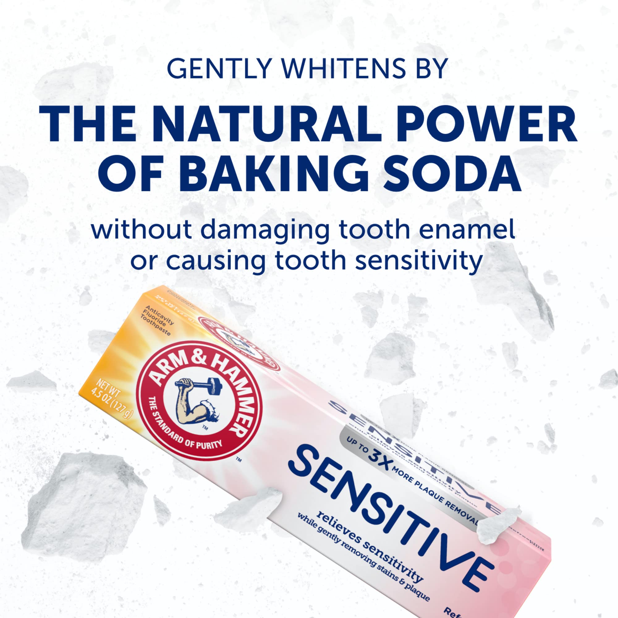 Mint-flavor Arm & Hammer Sensitive toothpaste with baking soda
