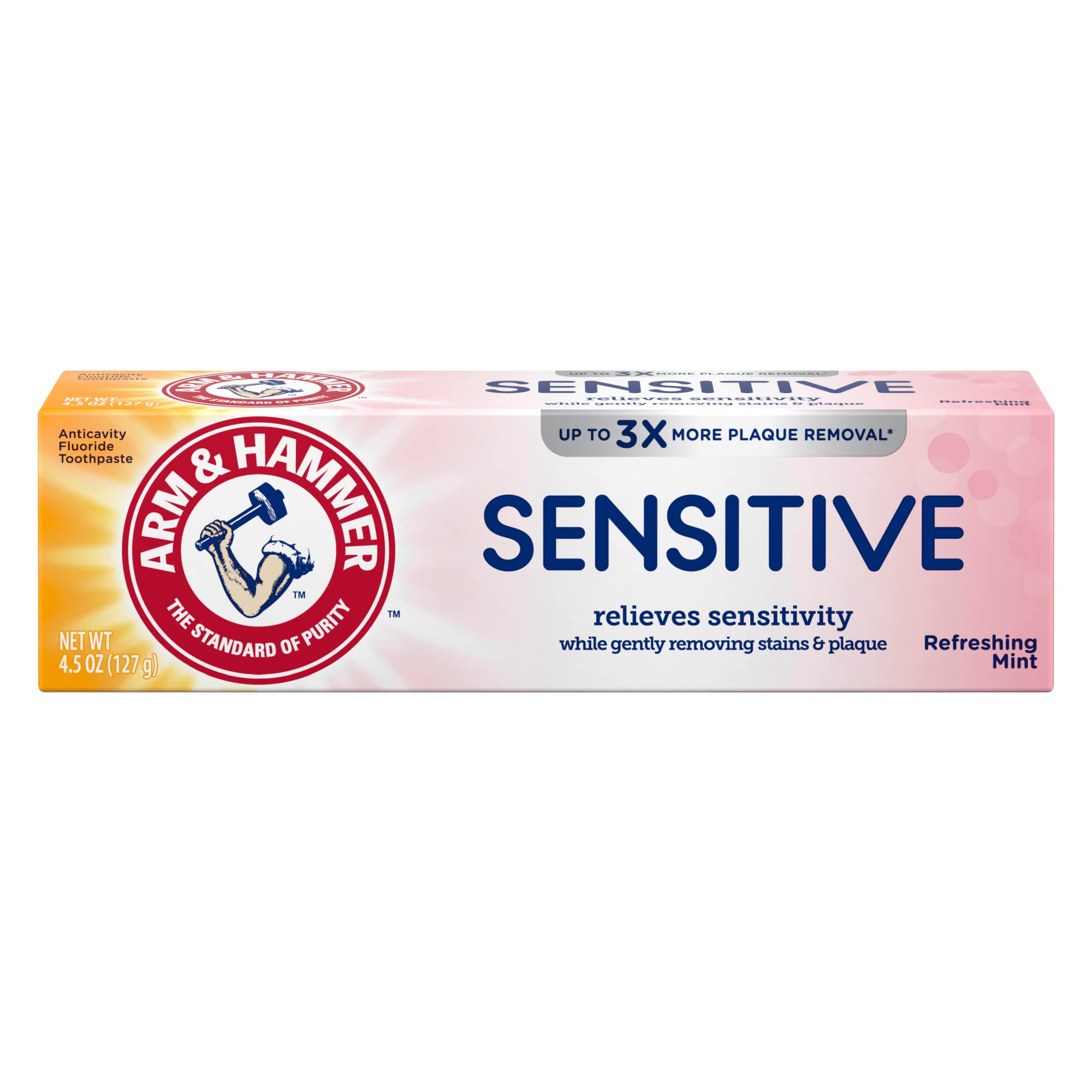 Front view of Arm & Hammer Sensitive Toothpaste Pack (12 tubes) with Mint flavor