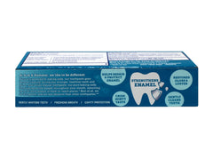Toothpaste tube close-up illustrating Liquid Calcium Technology