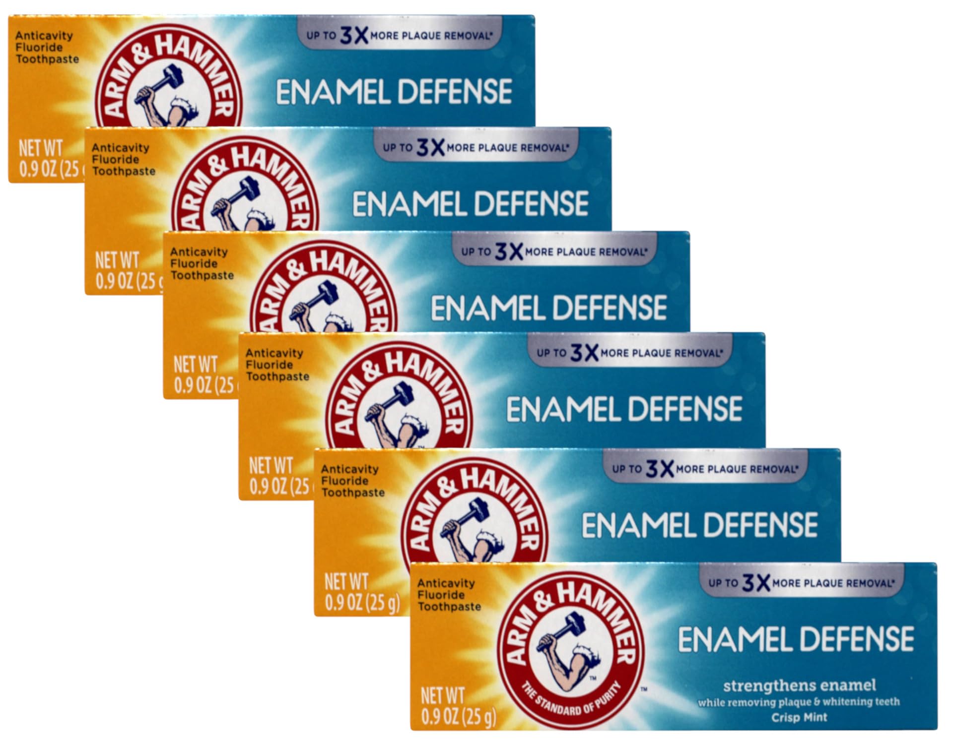 Six-pack of Arm & Hammer Truly Radiant Bright & Strong toothpaste tubes