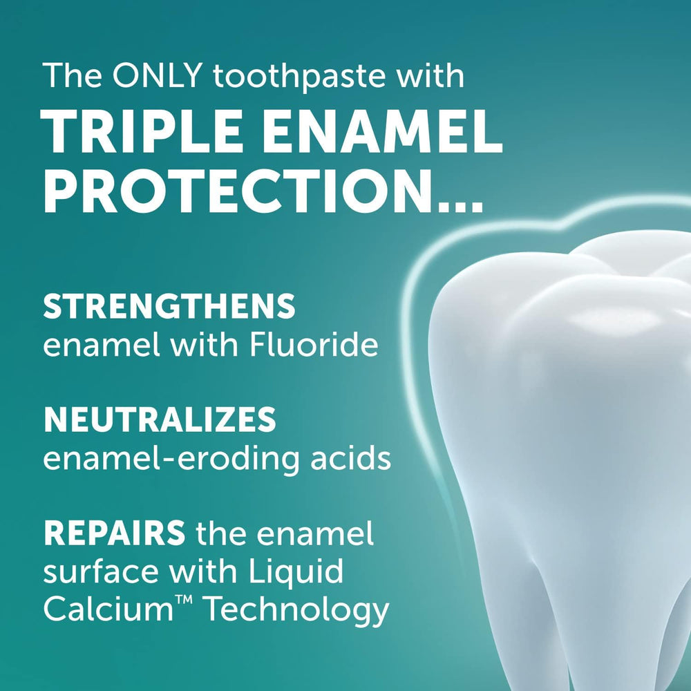 Whitening and enamel strengthening features highlighted on packaging