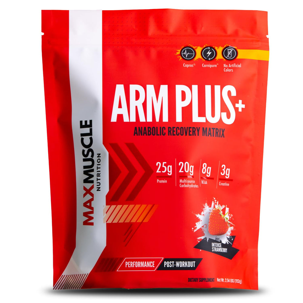 Max Muscle Arm Plus+ Anabolic Recovery Matrix Intense Strawberry container front view