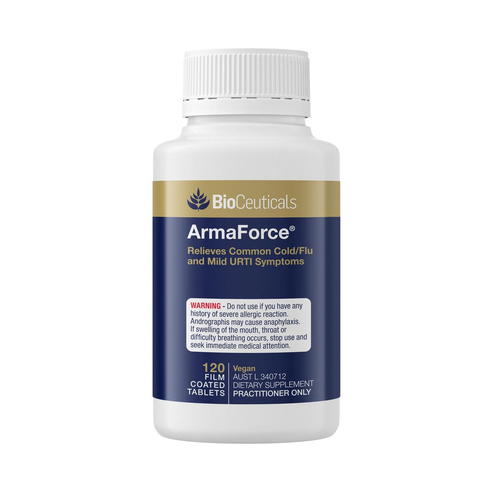 Packaging and bottle of ArmaForce Olive Leaf 120 Tablets vegan