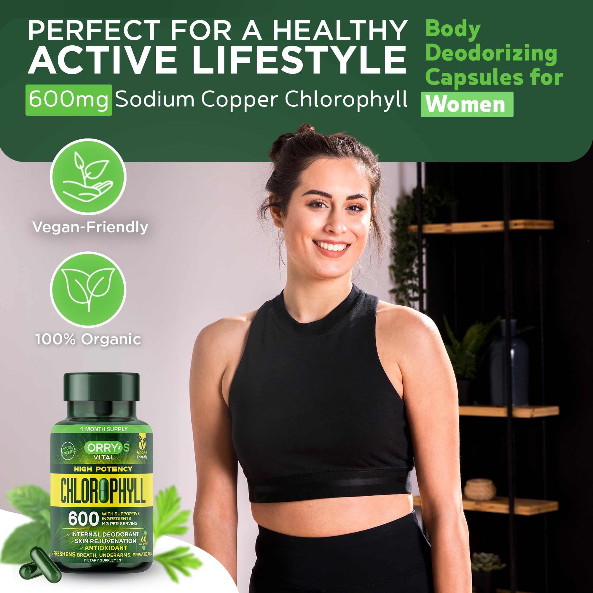 Chlorophyll pills for armpits and intimate areas