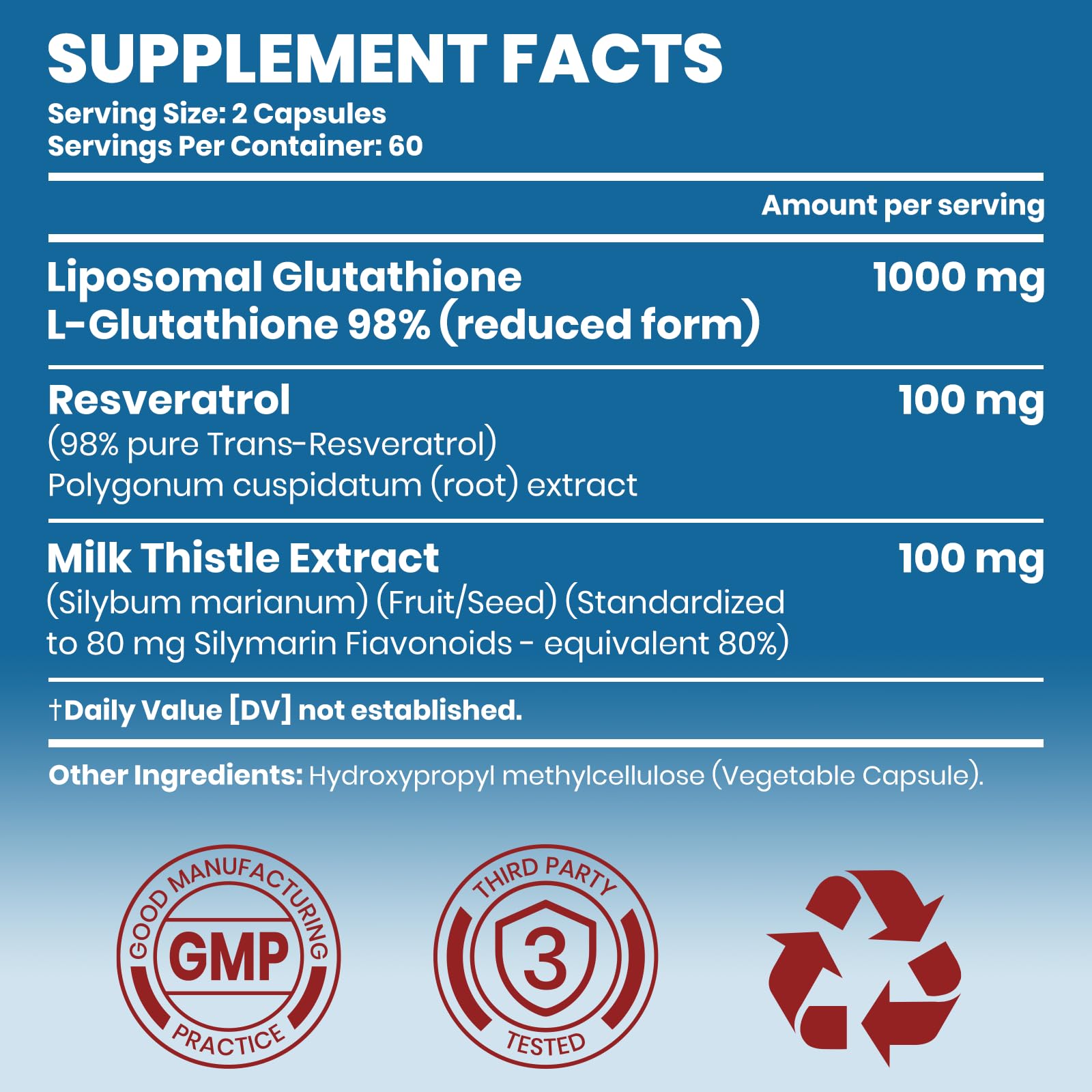 Front view of Arofum liposomal glutathione 1000mg bottle