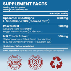 Front view of Arofum liposomal glutathione 1000mg bottle