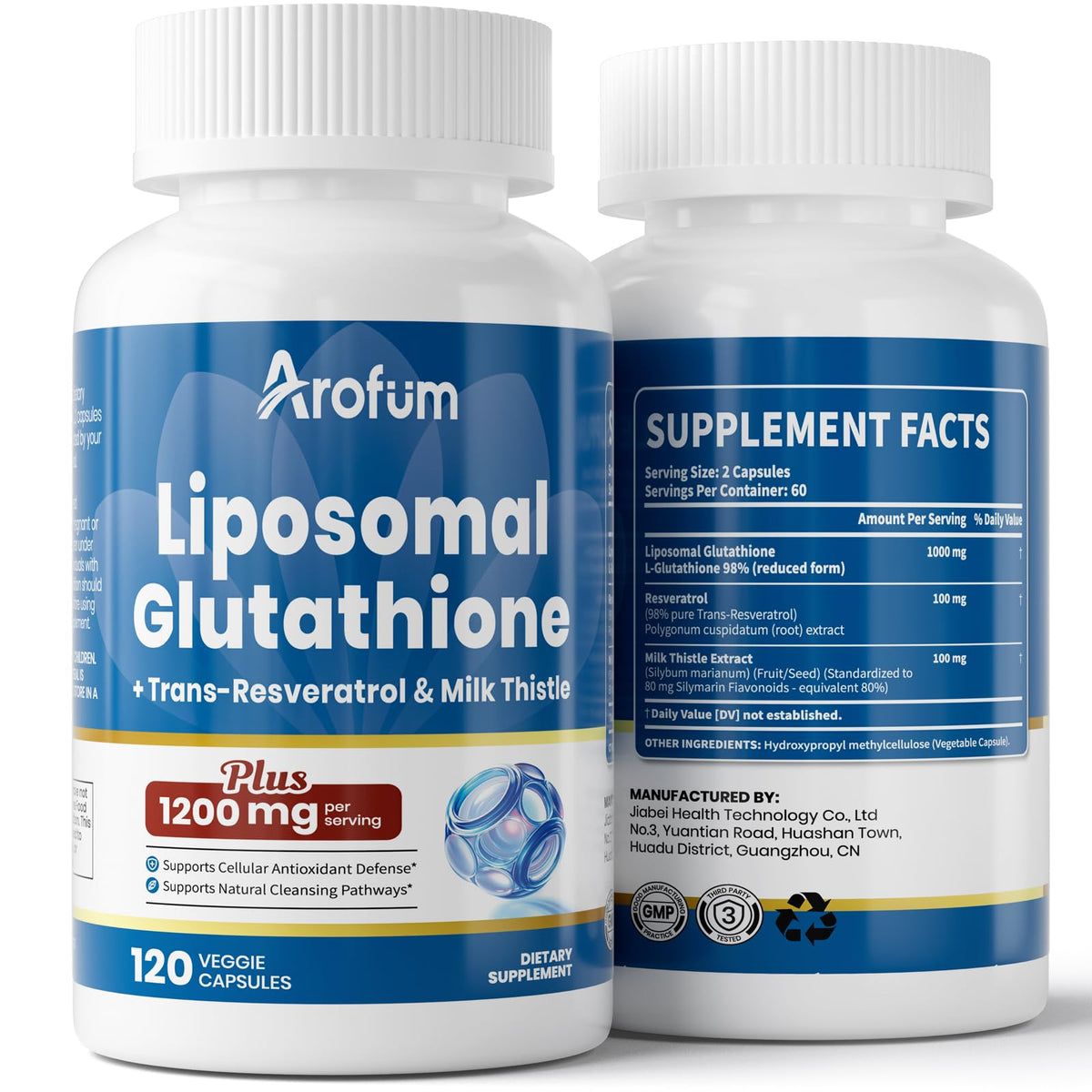 Arofum Liposomal Glutathione 1000mg bottle hero image
