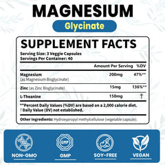 Supplement facts panel showing zinc and L-Theanine in the formula