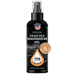 Front view of Aromasong Magnesium Spray Grapefruit 8 oz bottle