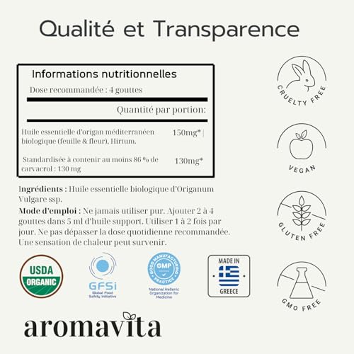 Aromavita Oregano Oil bottle, 1 fl oz size