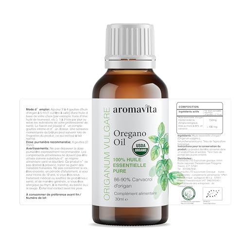 Label highlighting carvacrol content (86–90%)