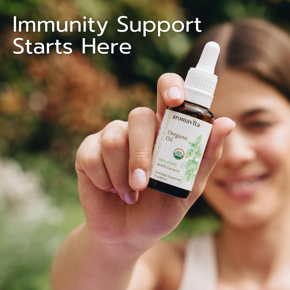 Label highlighting 86-90% carvacrol content on oregano oil bottle