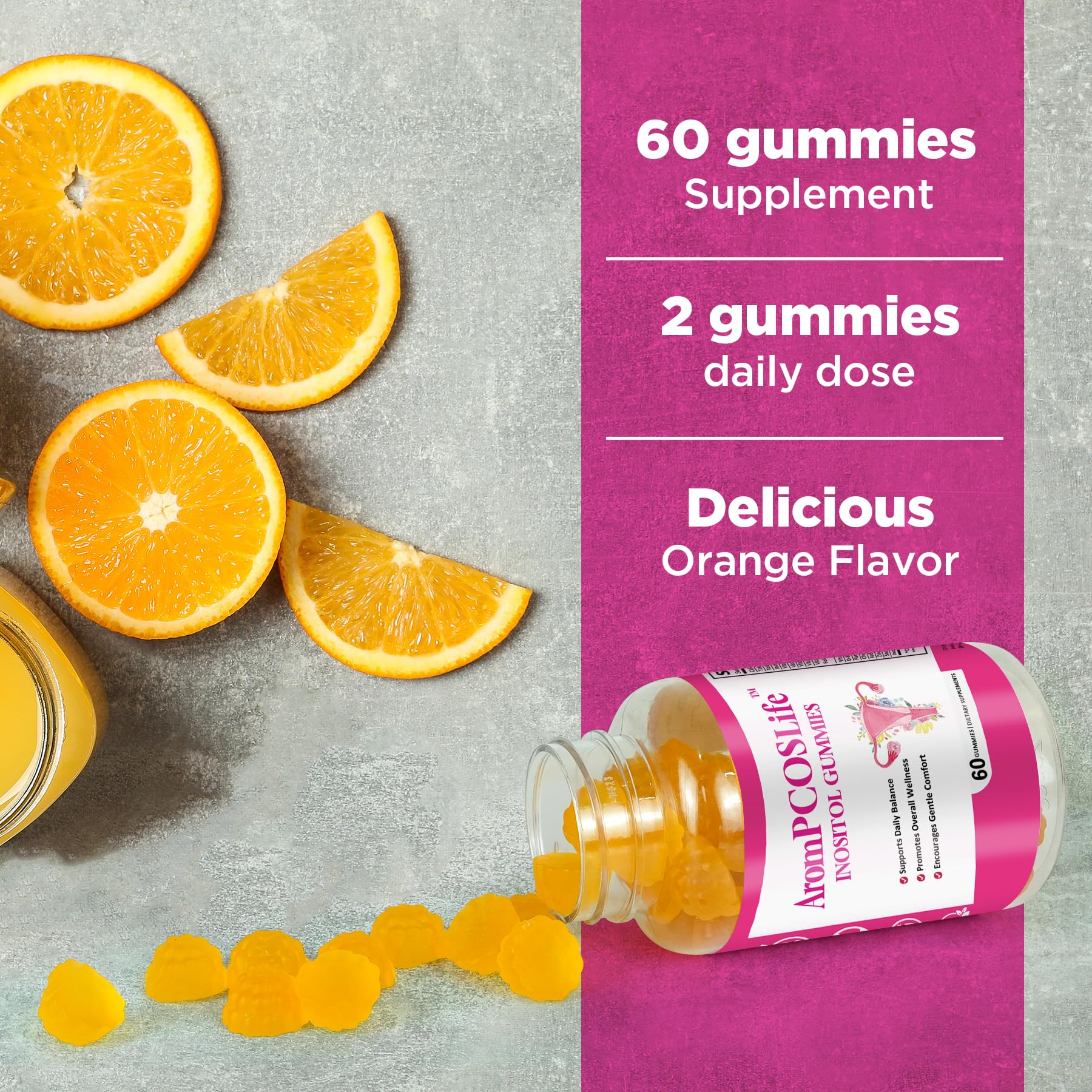 Aromlife label close-up listing myo-inositol, folate, B6, B12 and other nutrients