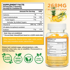 Close-up of pineapple-flavored Vitamin E gummies