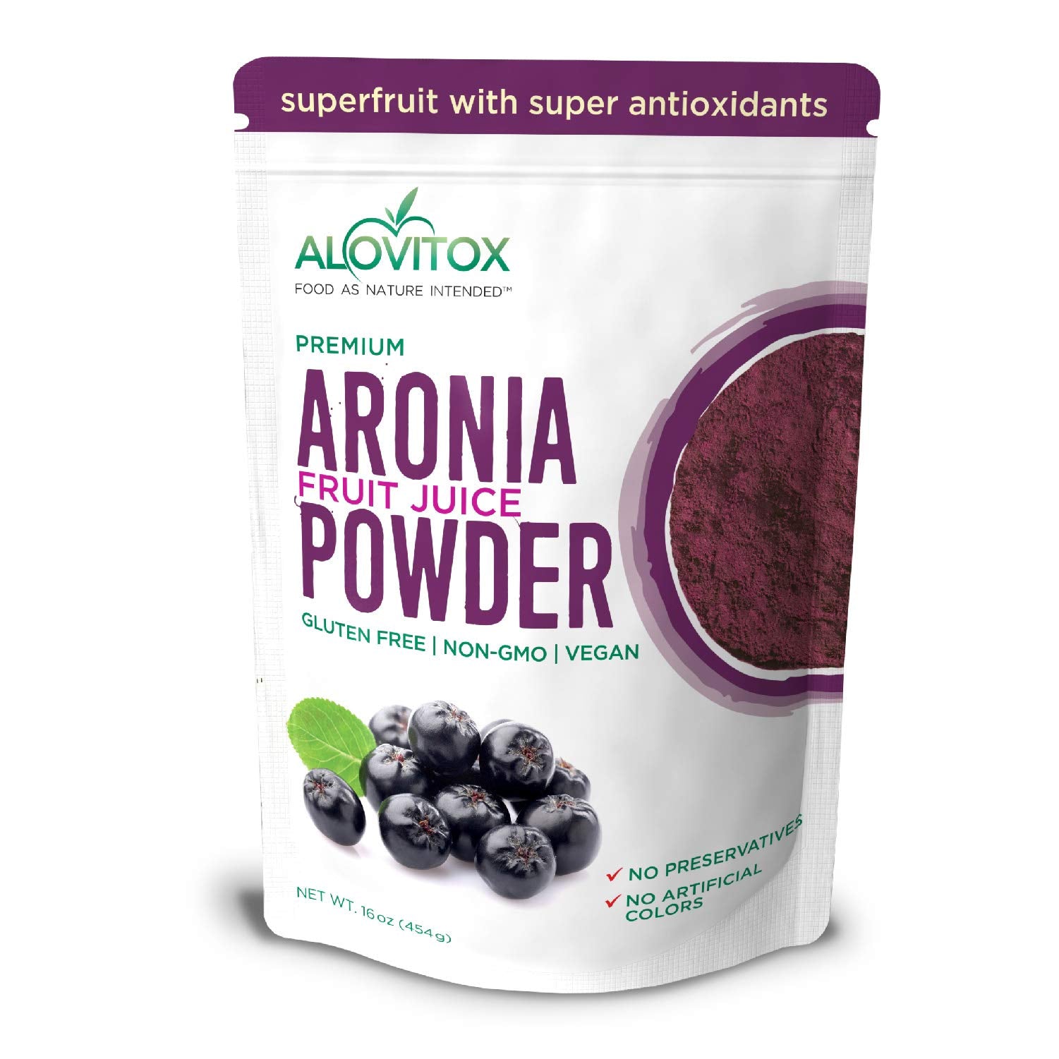 Alovitox Aronia Berry Powder bottle on display