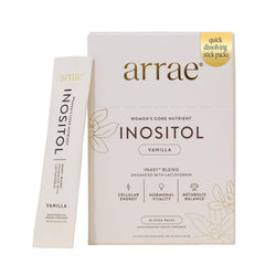 Arrae vanilla stick pack front view showing clean packaging and daily use benefit