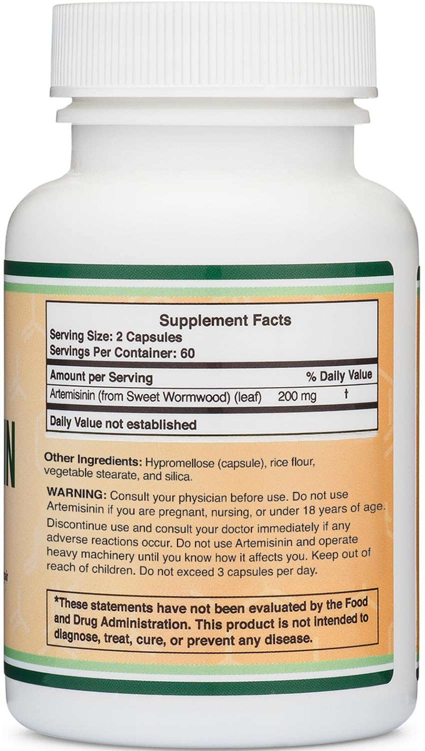 Artemisinin supplement highlighting gluten-free status