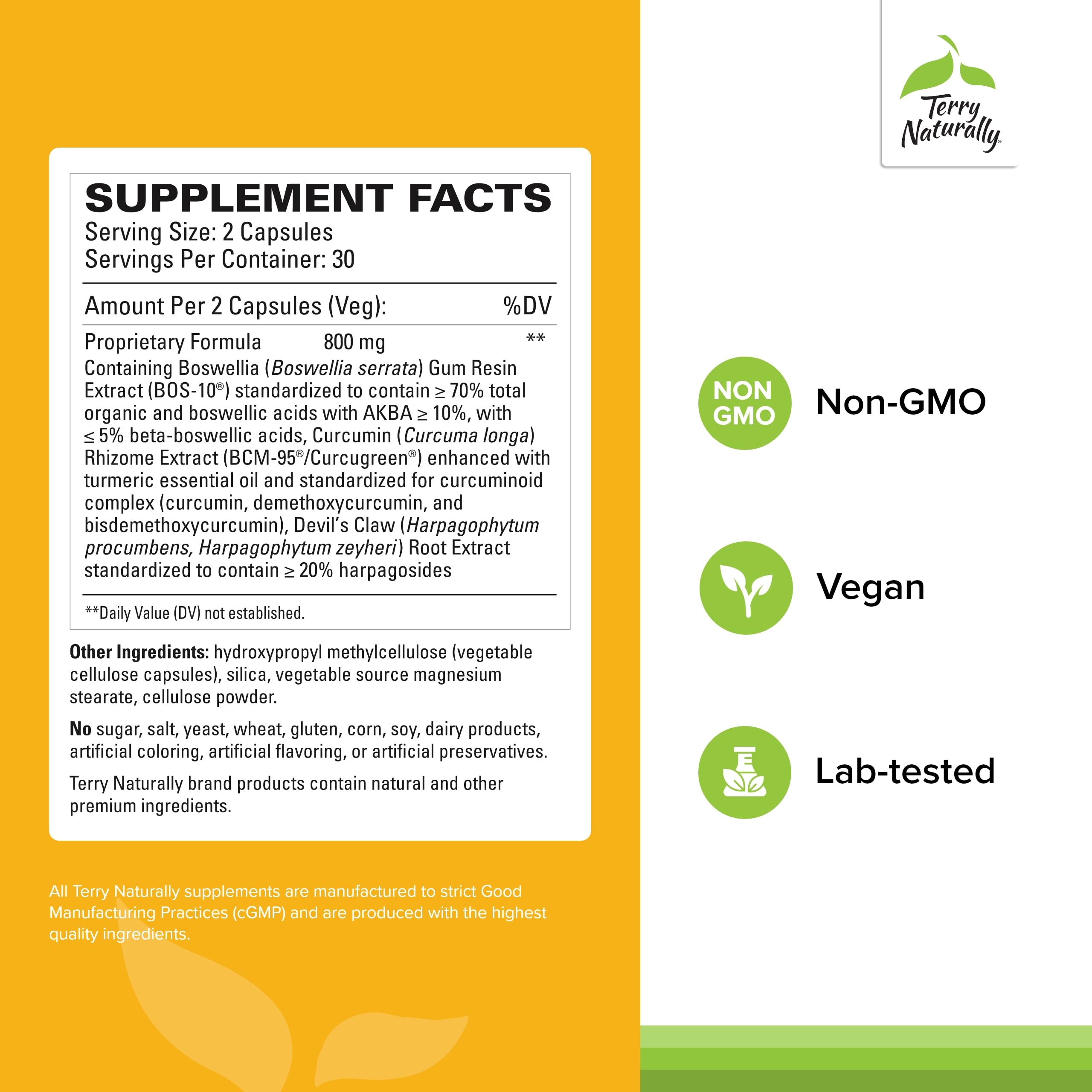Close-up of Arthocin ingredients: boswellia serrata, devil's claw, and curcumin