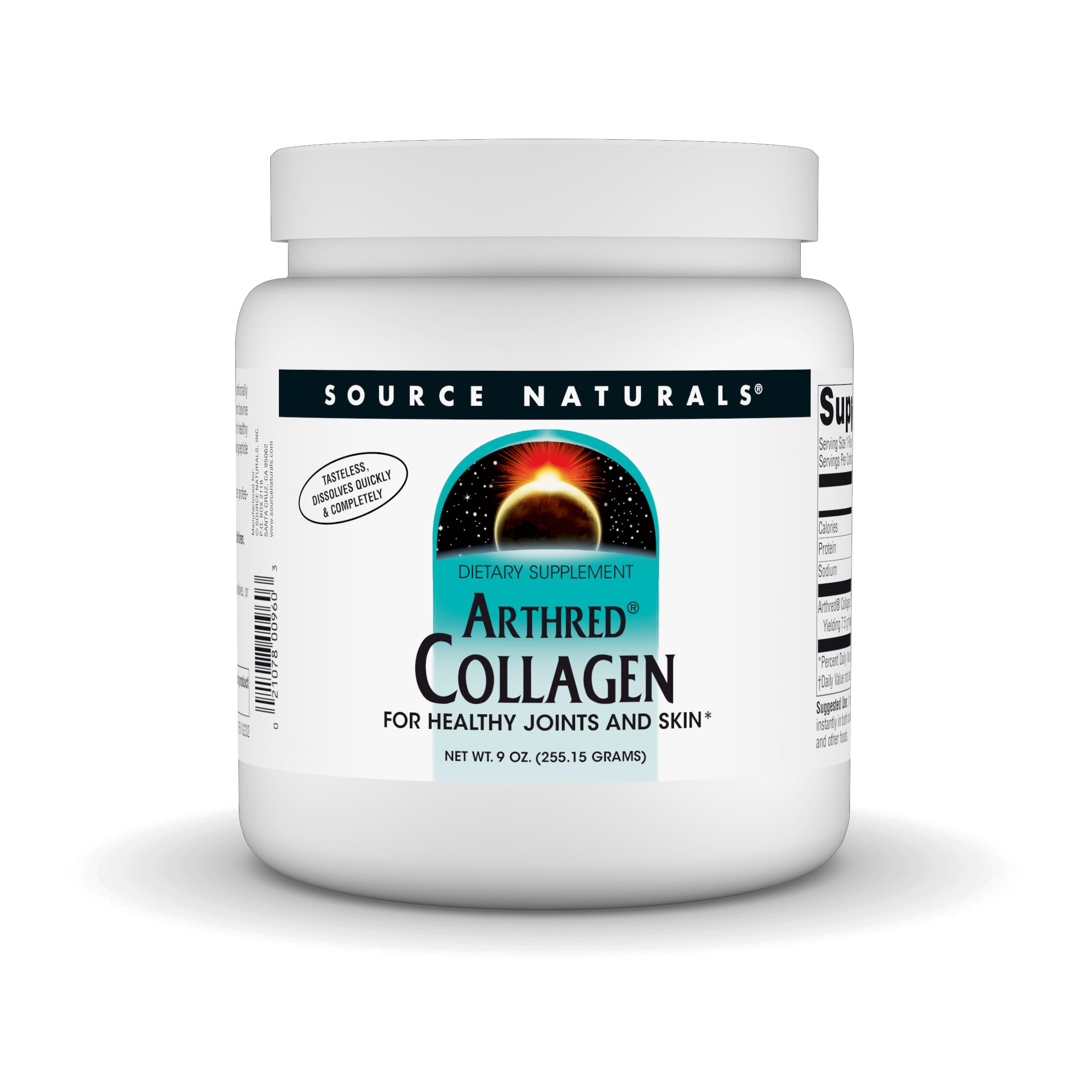 Front view of Source Naturals Arthred Collagen powder canister