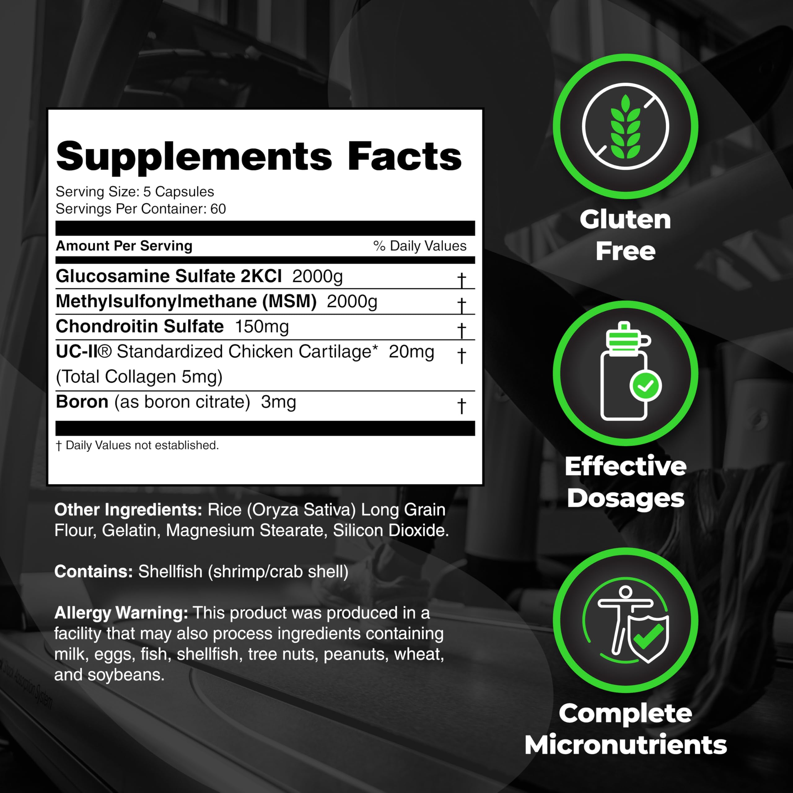 Glucosamine sulfate and MSM capsules for joint health