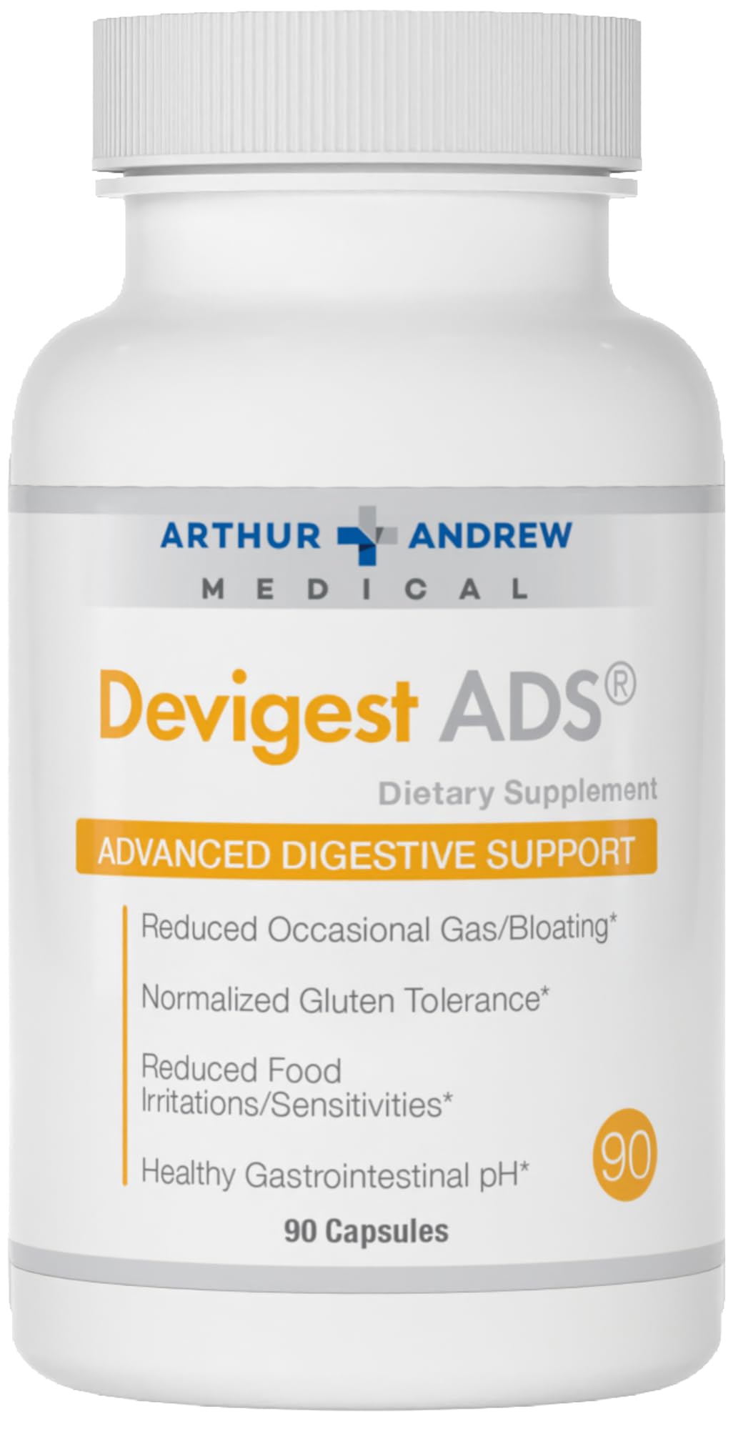 Arthur Andrew Medical Devigest ADS bottle with vegan broad-spectrum digestion support for meals