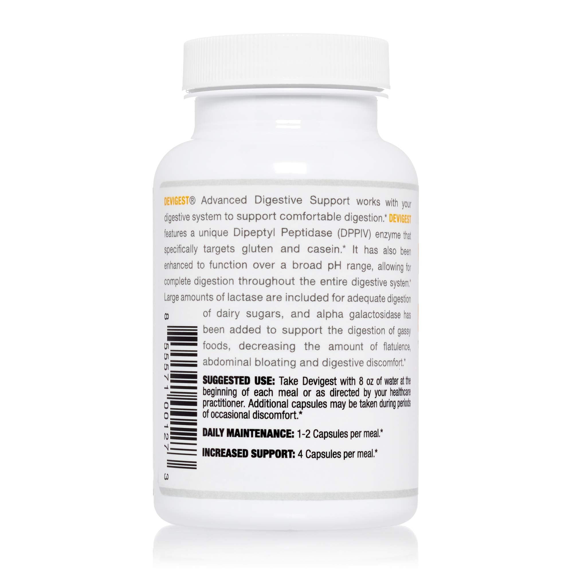 Devigest ADS bottle pour demonstrates easy take-with-meal dosage for gas relief