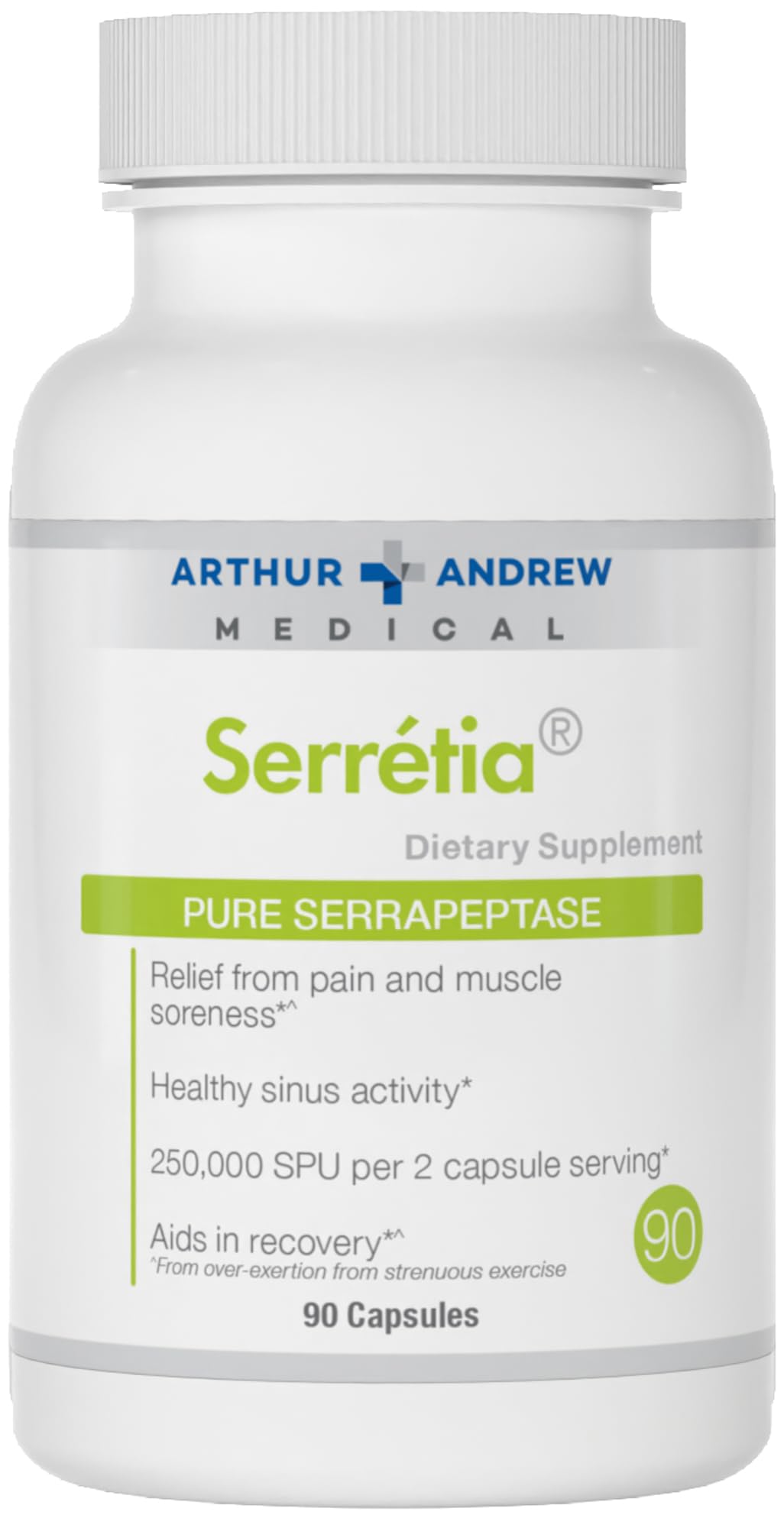 Arthur Andrew Medical Serretia Serrapeptase bottle with 90 capsules