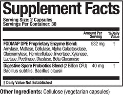 FODMAP DPE probiotic blend and label illustration