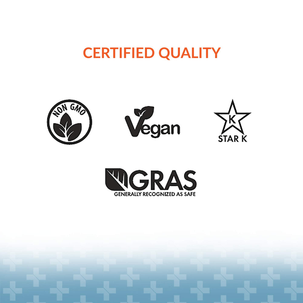 Nutritional facts label and certifications on Serretia Serrapeptase