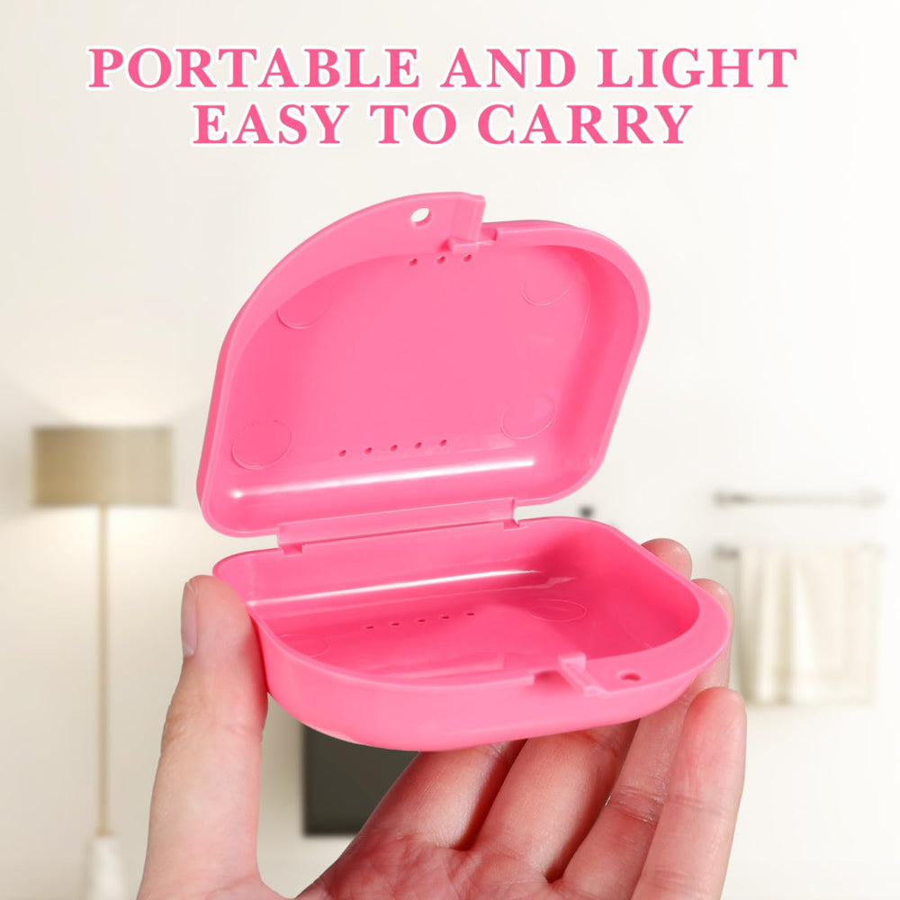 Compact portable denture case showing dimensions 3.7 x 3 x 2.3 inches
