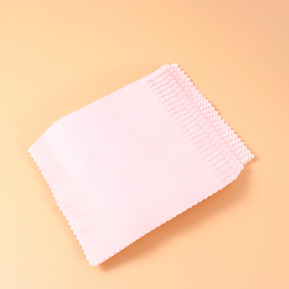 Compact set of pink microfiber cleaning cloths