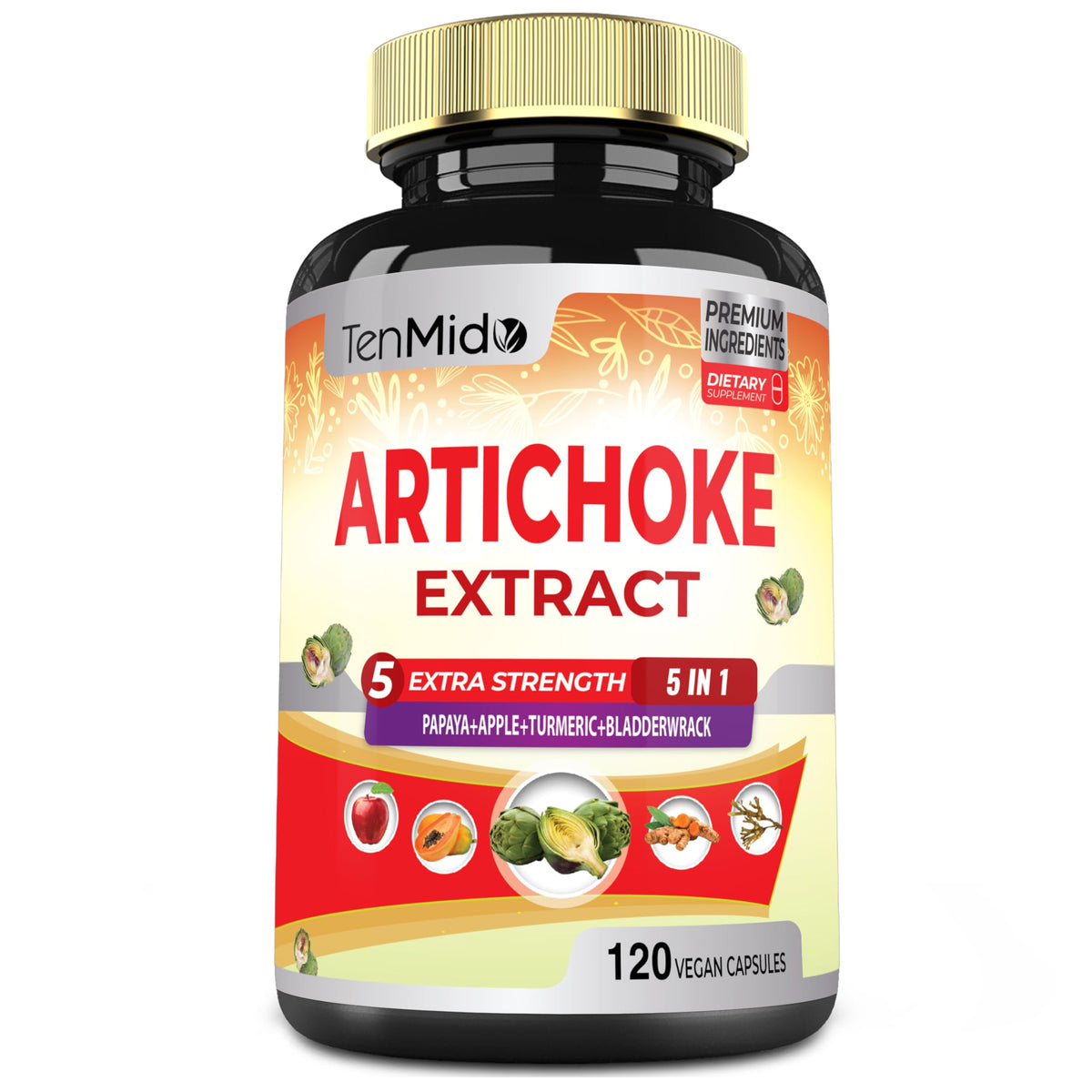 Bottle of Artichoke Extract Capsules, 120 vegan capsules