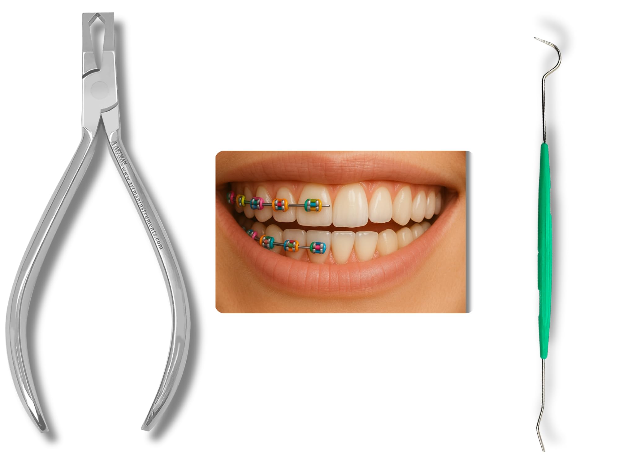 ARTMAN Instruments Braces Removal Tool Kit – Ligature Tie Remover and Pliers, front view