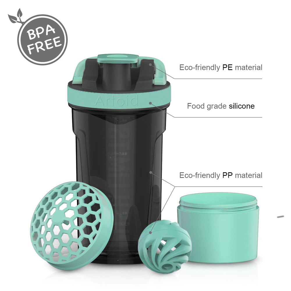 Artoid Mode BPA-free shaker in aqua green for safe daily hydration
