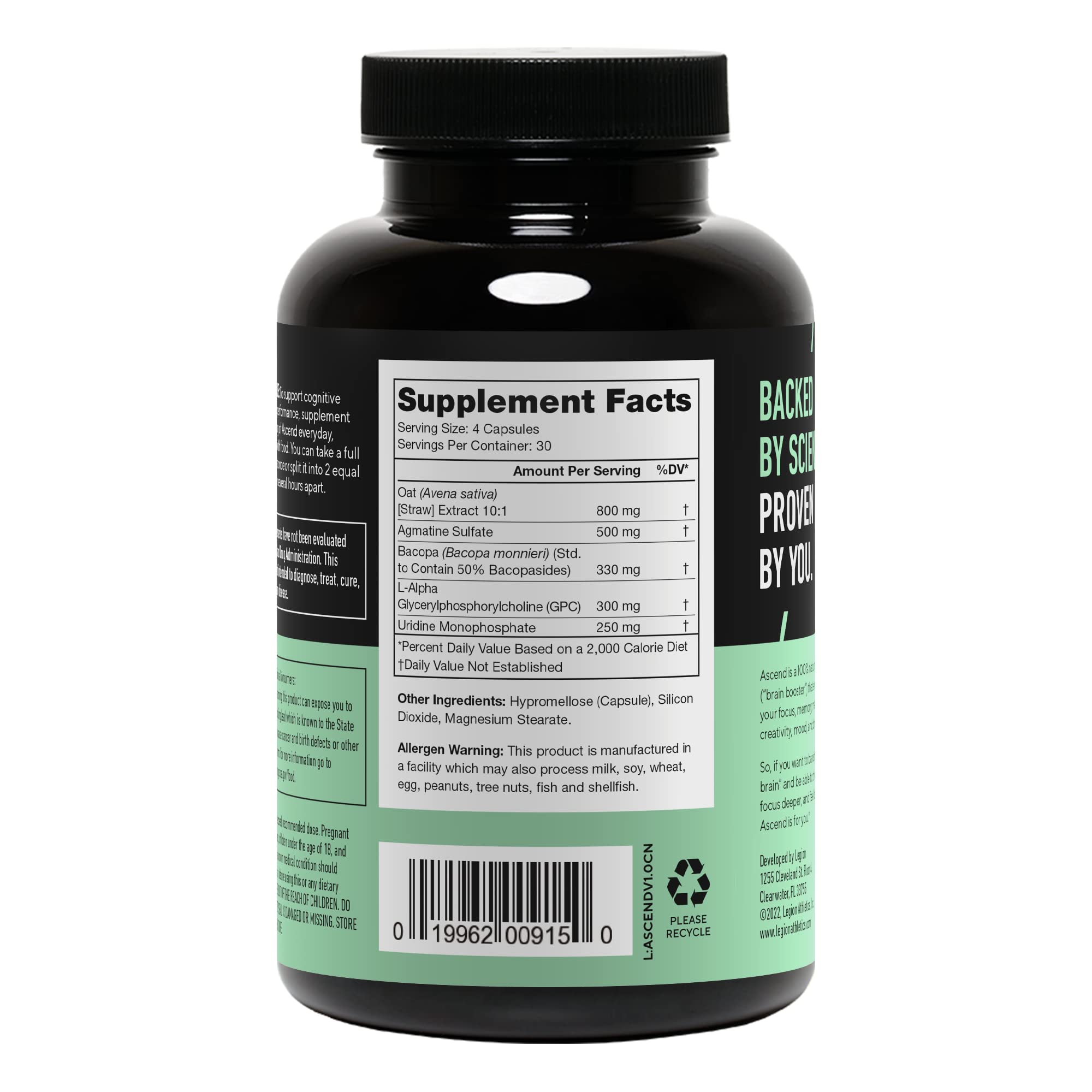 Ascend Nootropic product label