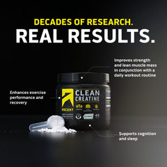 Close-up of Ascent Clean Creatine Monohydrate bottle with label