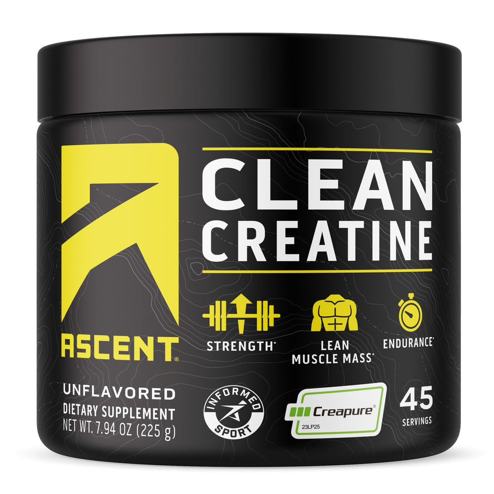 Ascent Clean Creatine Monohydrate Powder unflavored bottle