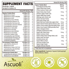 Close-up of Ascuoli Probiotics bottle with label