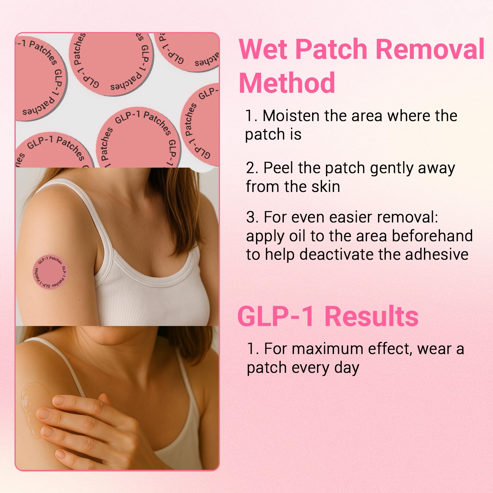 Skin-friendly, latex-free GLP-1 patch design